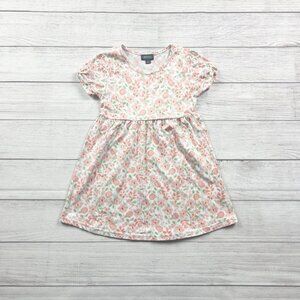 Picapino Girls Dress White Peach Floral Print Short Sleeve Casual Dress 6